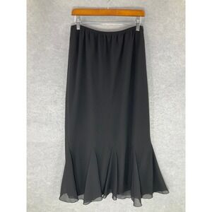 Dressbarn Woman 16W Black Maxi Skirt Ruffle Hem‎ VTG Whimsigoth Vamp Witchy